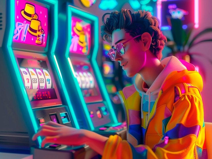 Antar muka aplikasi mobile slot baru menampilkan permainan slot dan opsi deposit